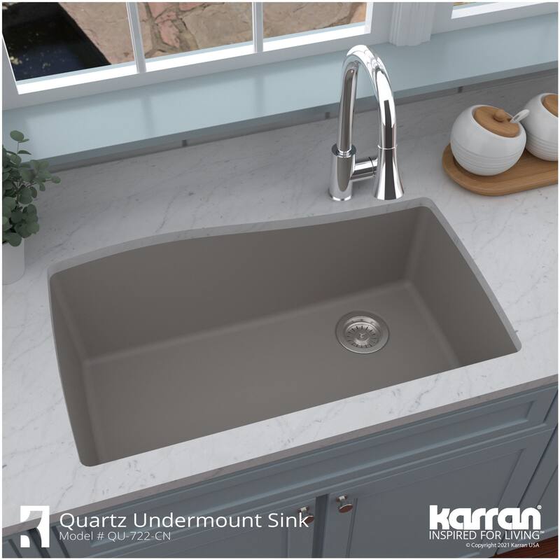 Karran USA QU-722 Quartz QU 33-1/2" Undermount Single Basin Quartz