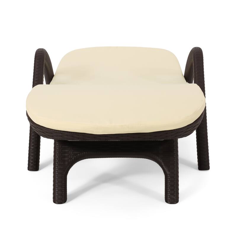 Outdoor Chaise Lounge Chair with Cushion, Adjustable Backrest Recliner Sun Lounger