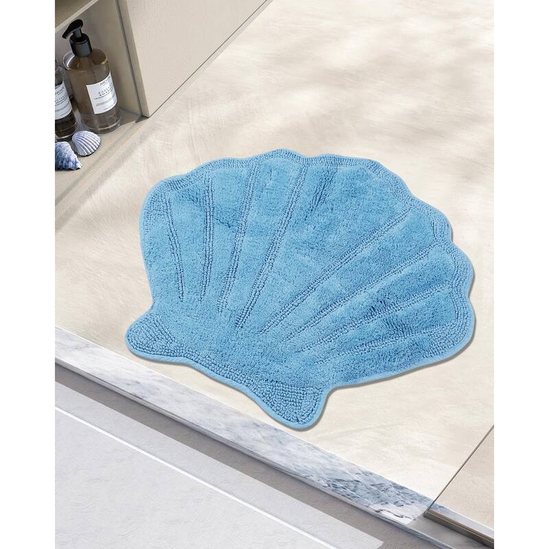 Better Trends Seashell Bath Rug 100% Cotton Absorbent Reversible Bathroom Mat Marilyn Collection