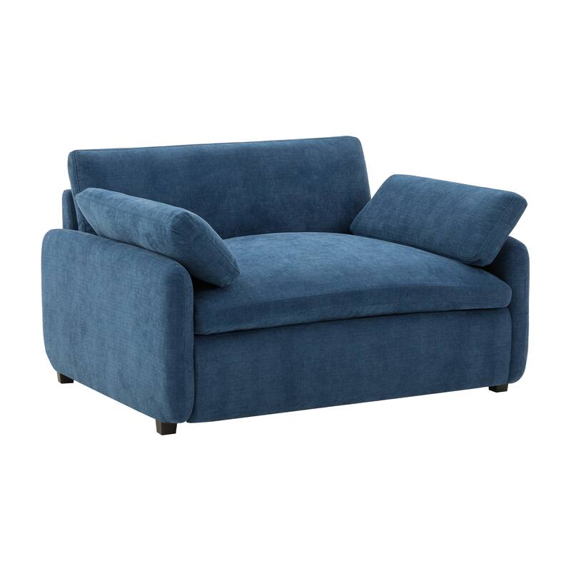 Chenille Single Sofa Chair,Wide And Deep Seat Accent Chair,Upholstered Armchair,Color Blocking Couch Lounge With Pillows