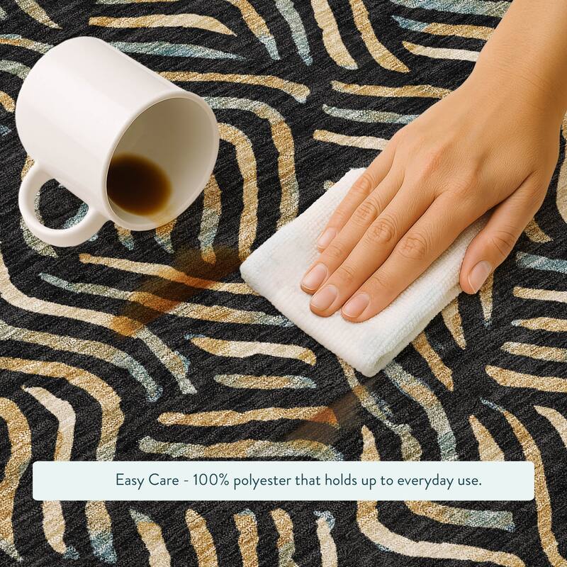 Machine Washable Indoor/ Outdoor Modern Jamie Chantille Rug