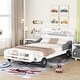 preview thumbnail 19 of 34, Car-Shaped Platform Bed Pine Wood Platform Bed with Headboard and Footboard Storage Shelves for Girls, Boys Bedroom Twin - White