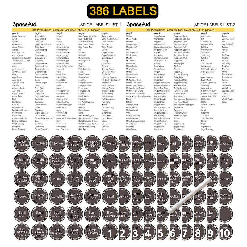 Spice Rack Organizer with 32 Spice Jars,386 Spice Labels, Chalk Marker and Funnel Door & Wall Mount - 32 Jars,15.3" W × 10.8"