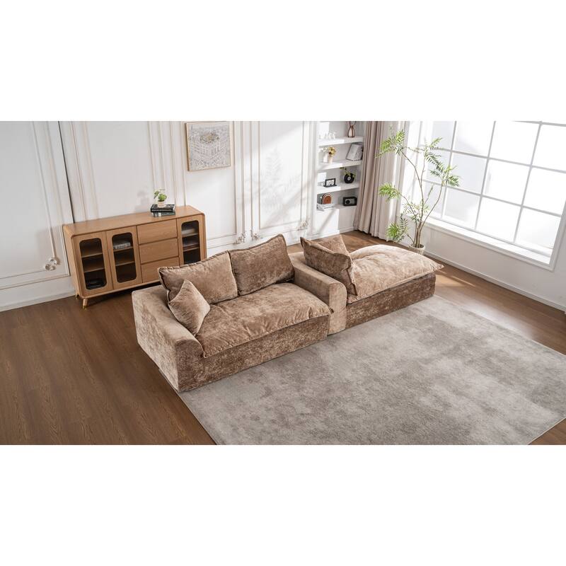103" L-Shaped Cloud Sectional Sofa with Chaise, Upholstered Boneless Couches for Living Room, Modern Modular Chenille Sofa