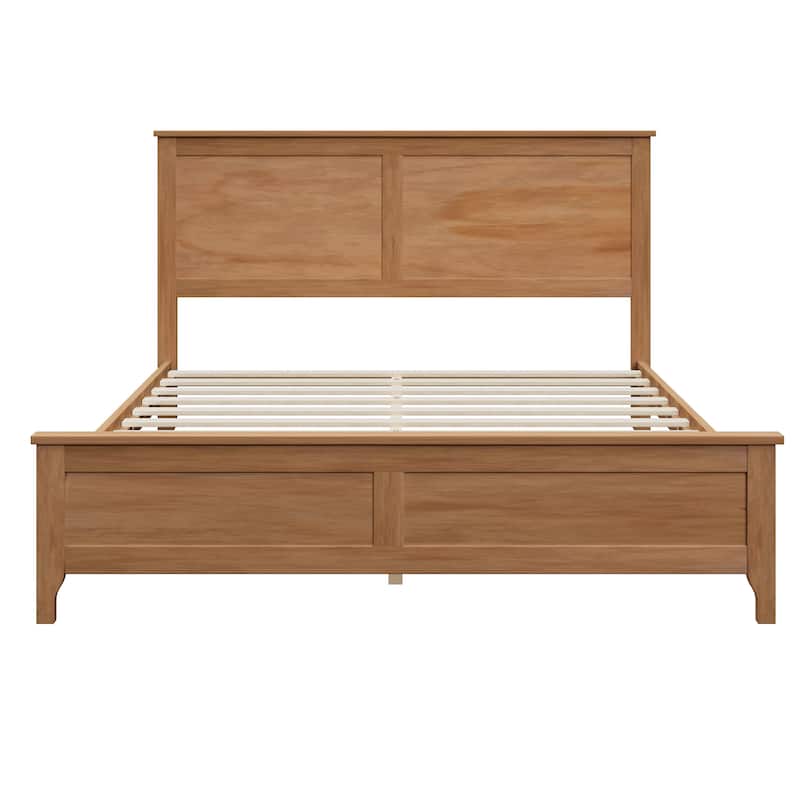 Modern Solid Wood Queen Size Platform Bed with Sturdy Wooden Slats Support,No Box Spring Needed