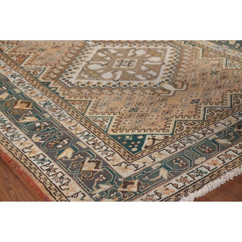 Geometric Bakhtiari Persian Vintage Rug Handmade Wool Carpet - 5'3" x 10'0"