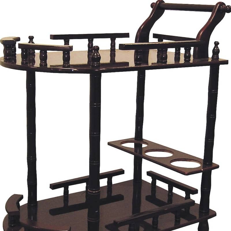HomeRoots 24" Dark Brown Rolling Bar Cart - 23.50 in. x 29.00 in. x 15.00 in.