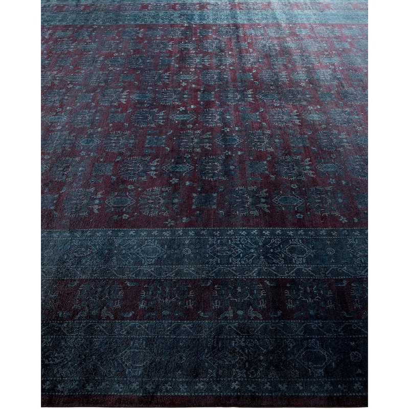 Overton Hand Knotted Wool Vintage Inspired Modern Contemporary Overdyed Black Area Rug - 8' 1" x 10' 3"
