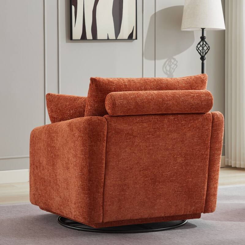 40.6" W Upholstered Swivel Accent Sofa Chair With Pillows