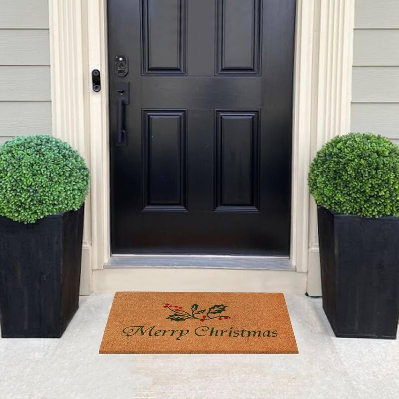 A1HC Natural Coco Coir Door Mat with Heavy Duty Non-Slip PVC Backing - 18" x 30", Easy to Clean
