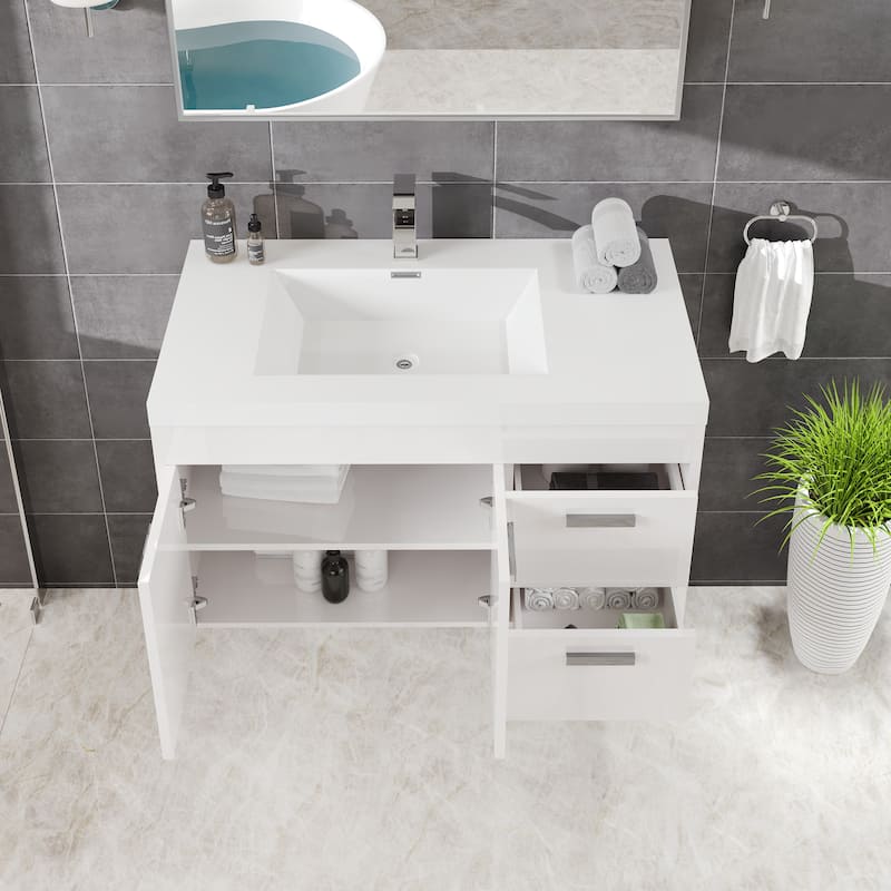 Lugano 36" Wall-mount Bath Vanity with Integrated Acrylic Sink
