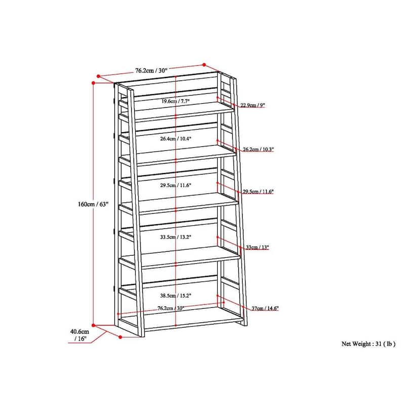 WYNDENHALL Normandy 30 inch Solid Wood 5 Shelf Ladder Bookcase (Set of 2)