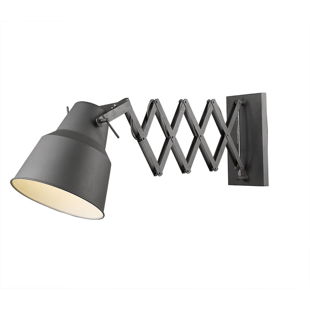Grey Plug-In Wall Sconce with Metal Shade and Adjustable Arm Dimmable Light Fixture E26 Socket - 13.75" H x 12.25" W x 50" D