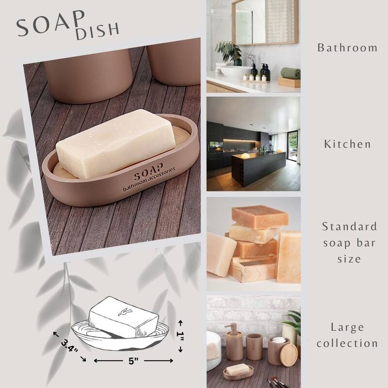 Chic Polyresin Soap Dish with Draining Bamboo Insert - 5 L x 3.4 W x 1 H