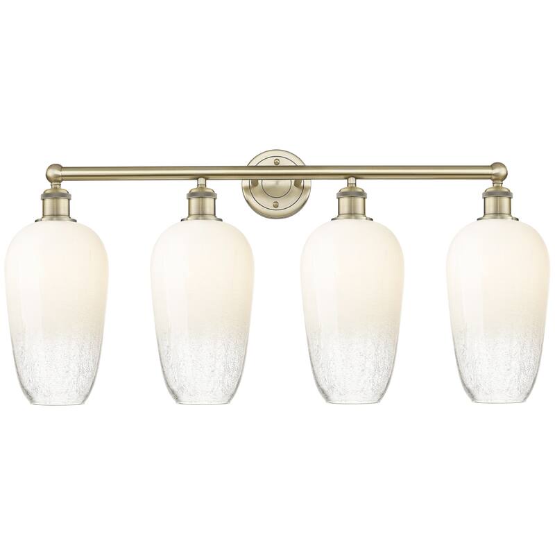 Innovations Lighting Endless Possibilities Edison - Brookhaven Flute - 4 Light 34" Bath Vanity Light - Antique Brass/Opal