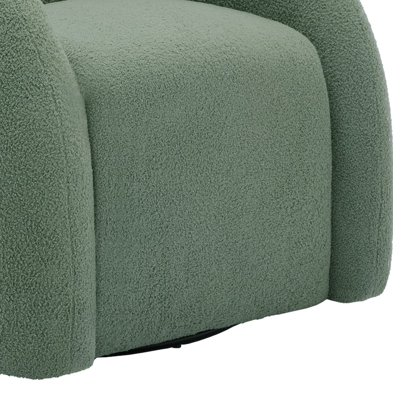 Modern Upholstered Swivel 360 degree Rotation Boucle Barrel Chair
