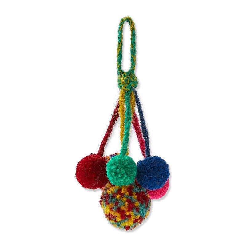 Handmade Multicolor Pompom Tree Ornaments Holiday Decor Indoor Use 1.5in H x 5in L x 1.5in W