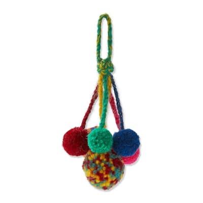Handmade Multicolor Pompom Tree Ornaments Holiday Decor Indoor Use 1.5in H x 5in L x 1.5in W
