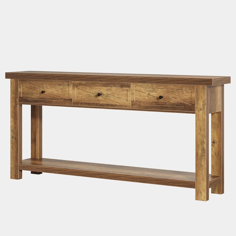 70.9” Console Table with 3 Drawers, Extra Long Farmhouse Entryway Table with Storage Shelf