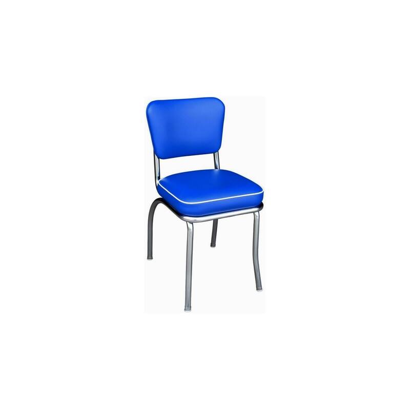 Kitchen Dining Chair - Box Seat, Chrome Frame - Vinyl Seat - 18" Height - 31.5