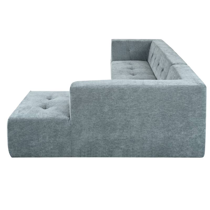 112"x74" Modular Sofa Set, Blue Gray, 2pcs Free Combo, L-Shaped