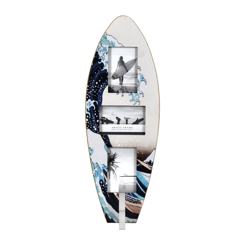 American Art Decor Surfboard Photo Collage Wall Decor - 8 or 3 - Photo Beach Frame