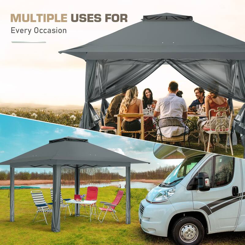 EAGLE PEAK 13x13 Pop Up Gazebo with Mosquito Netting, Easy Up Screened Canopy for Patio and Backyard, Easy Set-up Outdoor Gazebo