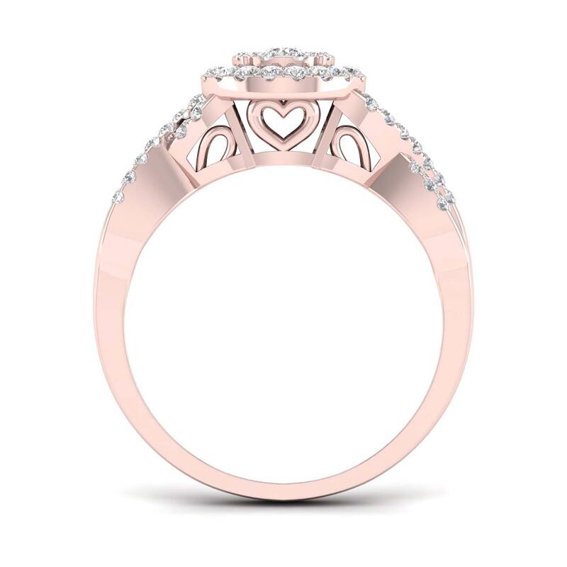 De Couer 10k Gold 3/8Ct TDW Diamond Halo Twist Shank Bridal Ring Set