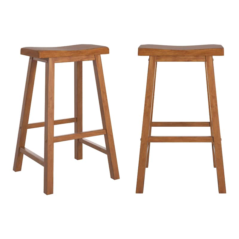 Cadiz Saddle Seat 29" Bar Height Backless Stools (Set of 2) - Oak