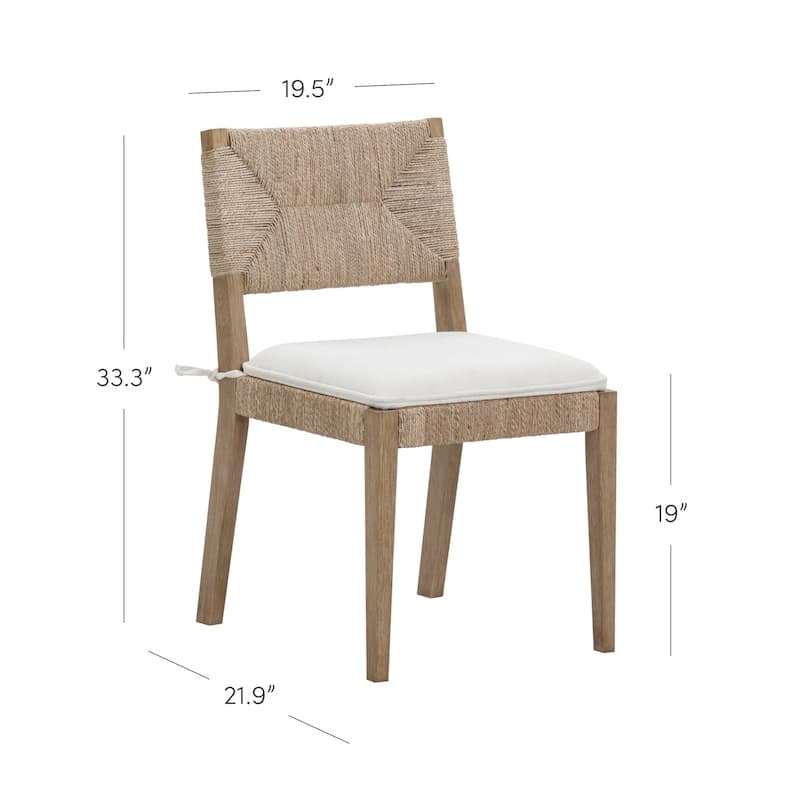 Beacon Boho Dining Chair with Boucle Seat, Seagrass Accent and Solid Wood Legs