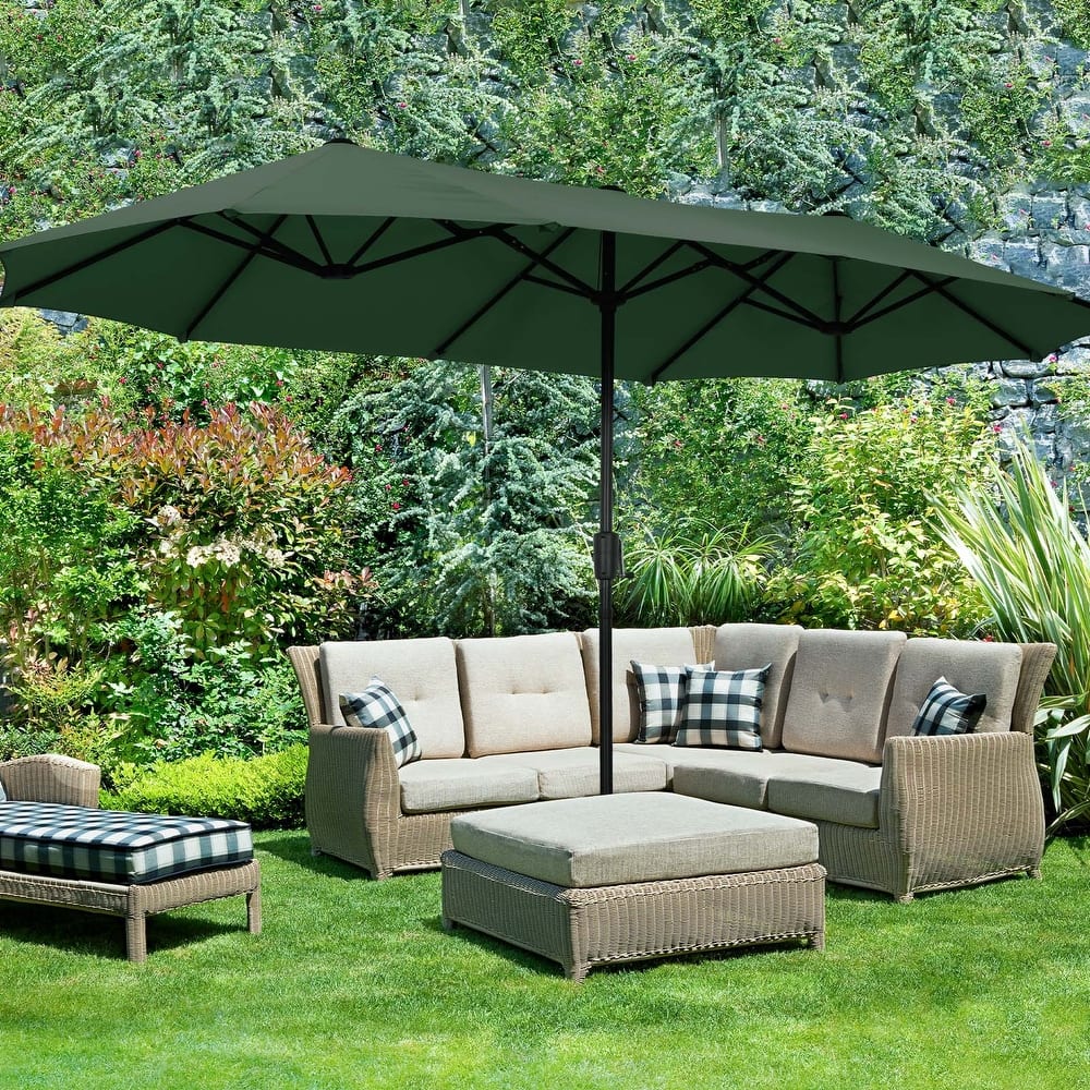 Ainfox 13Ft Large Outdoor Patio Umbrella with Crank With Base
