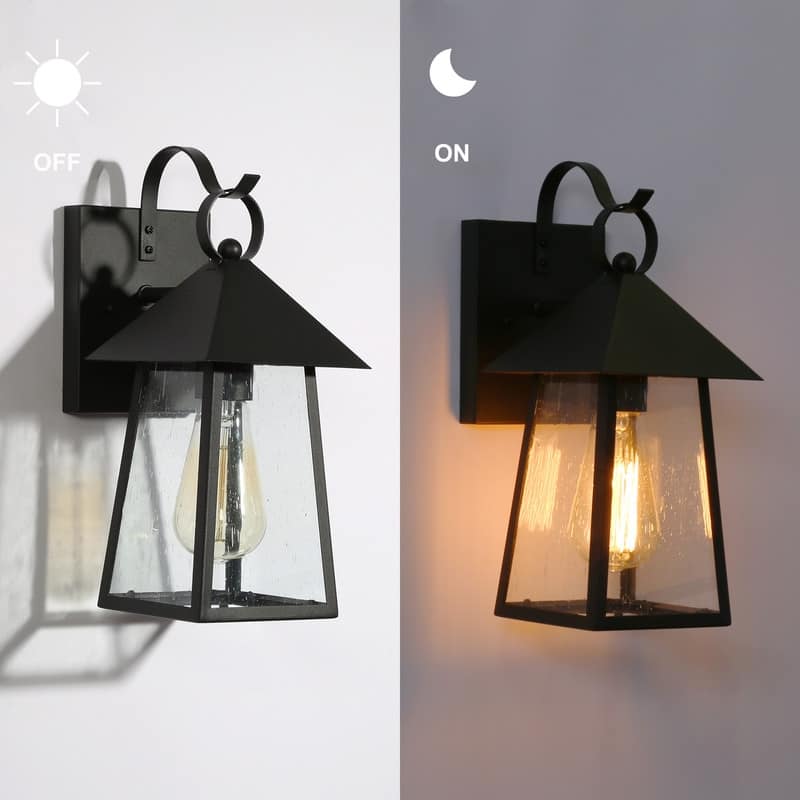 Alestair Farmhouse 2-Pack Outdoor Wall Sconces Clear Glass Exterior Lantern for Entryway/ Front Door/ Patio