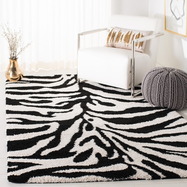 Zebra Leopard Animal Print Modern Hand-Tufted Oriental Runner Rug 2' 7" x 9' 10" 