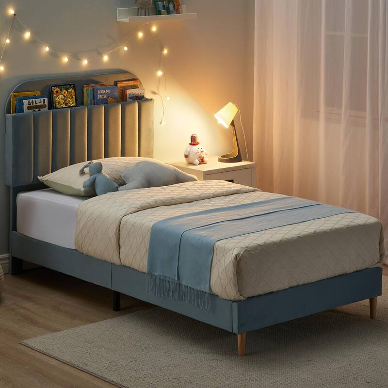 Twin Size Bed Frames with Storage Headboard