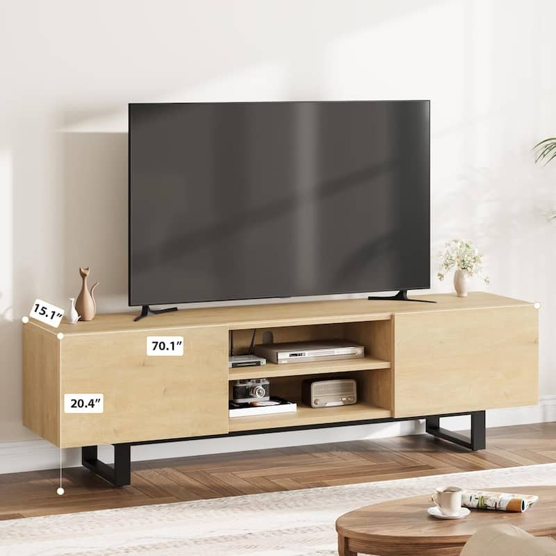 Modern 70" Entertainment Center TV Stand for 65/75/80 Inch TV with 2 Drawers & Open Shelves - N/A