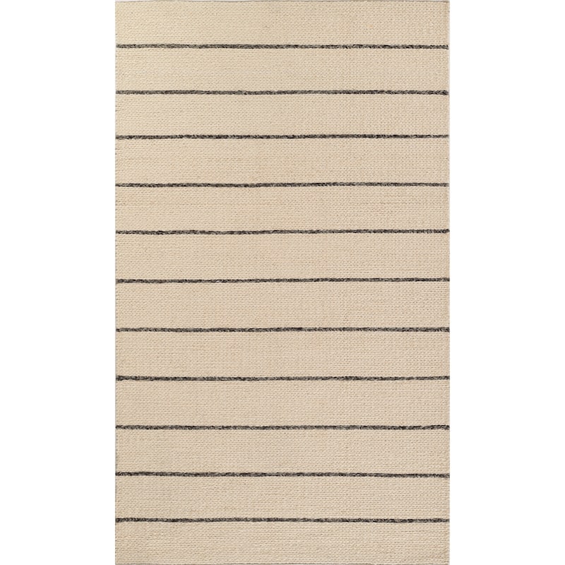 Momeni Twine Wool and Viscose Hand Woven Striped Are Rug - 2' 6" x 8' - Ivory