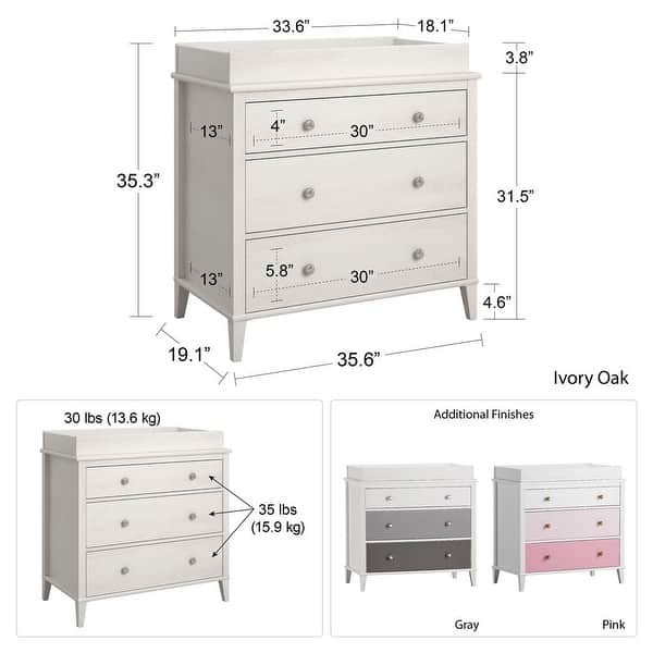 Little Seeds Monarch Hill Poppy 3-Drawer Changing Table - N/A