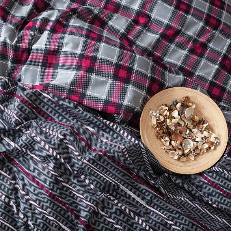 SUSSEXHOME Full Size Duvet Cover Set Claret, Hypoallergenic