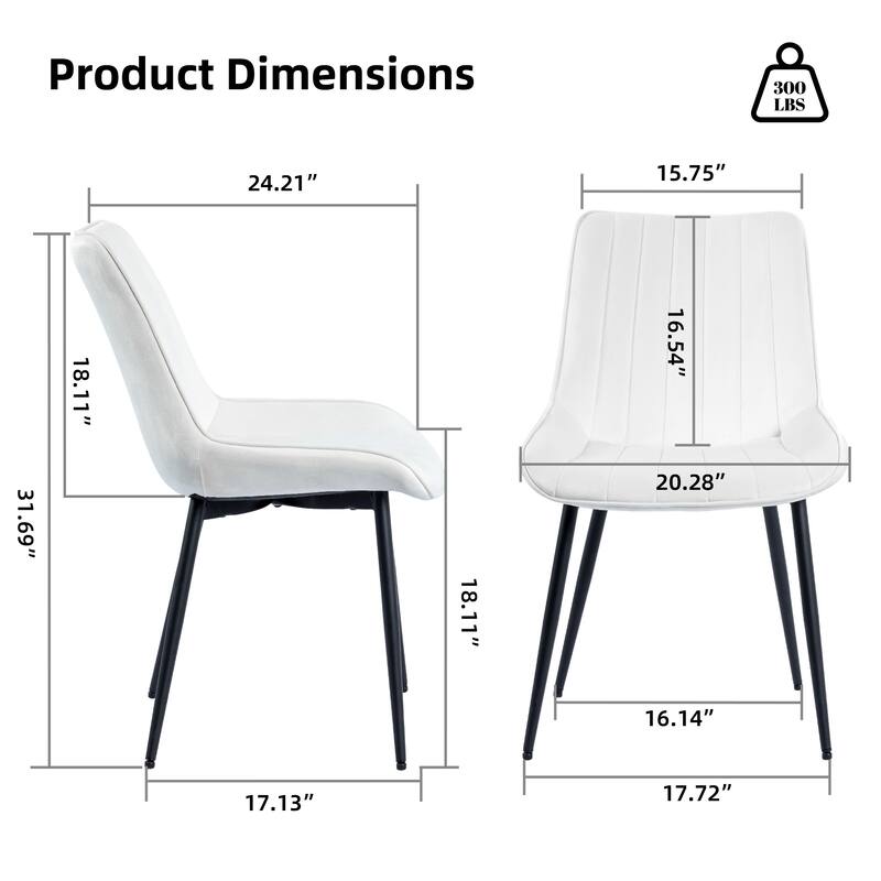 XINMICS Mid-century Modern Dining Chairs, Velvet Upholstered Metal Side Chair, Set of 2/4/6
