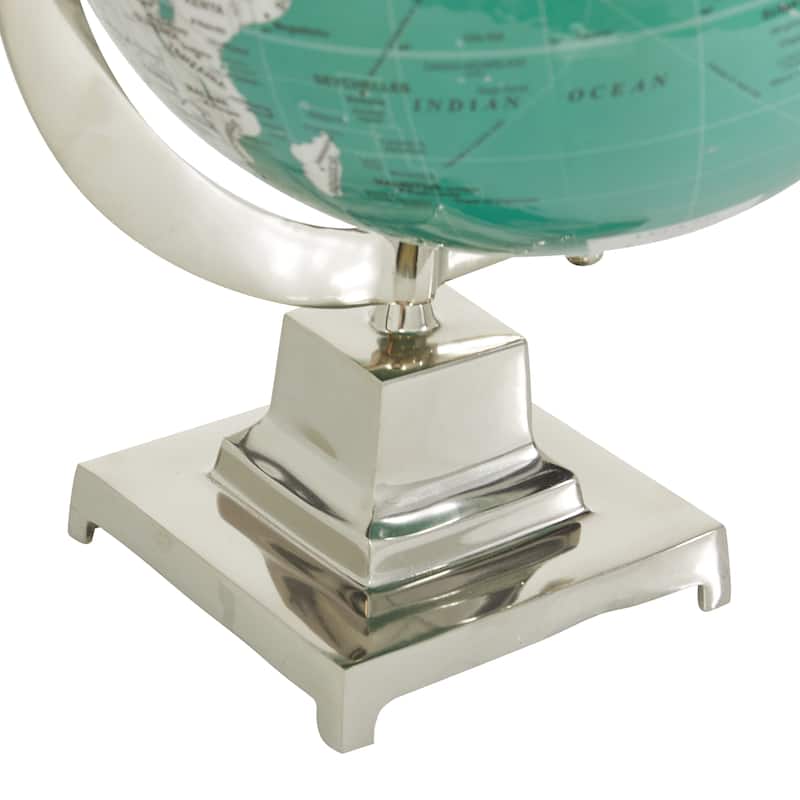 Aluminum Metal Globe - Teal - Roche River Decor - 12"W x 12"L x 18"H