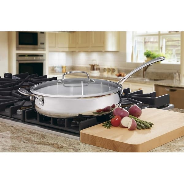 Shop Cuisinart 433 30h Contour Stainless 5 Quart Saute Pan With Helper Handle And Glass Cover Overstock 22575371