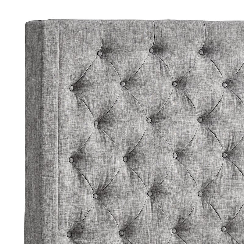 Detmold Wingback Button Tufted Tall Headboard Platform Bed