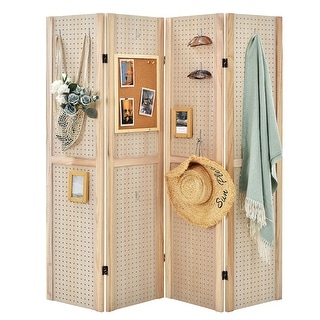 Costway 4-Panel Pegboard Display 5' Tall Folding Privacy Screen Craft - See details