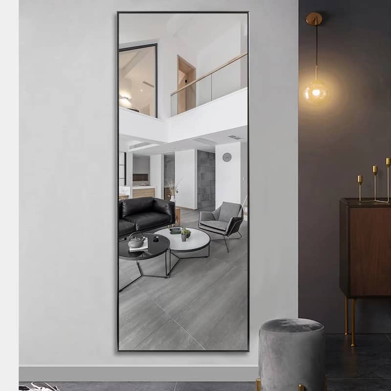 Modern Aluminum Alloy Thin Framed Full Length Floor Mirror
