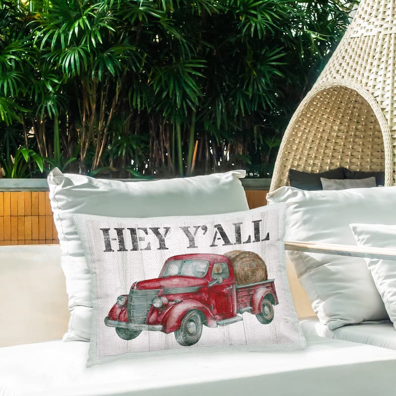 Stupell Hey Y'all Rustic Truck Printed Outdoor Throw Pillow Design by Studio 731 rep. Levison Designs