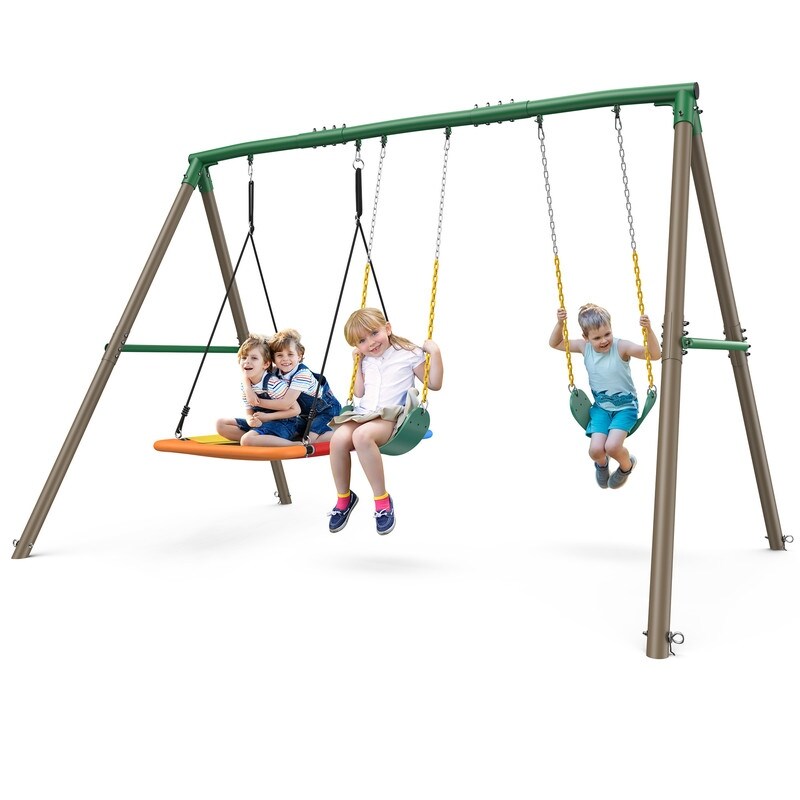 Hapfan 7.3ft Tall 600lb Heavy Duty Swing Set with 1 Platform