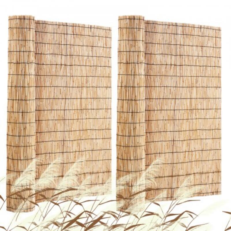 2-Pack Natural Reed Landscaping Privacy Blind Fencing Screen Ideal for Sunshade Protection or Any Decoration Use - 16.4 x 4 ft