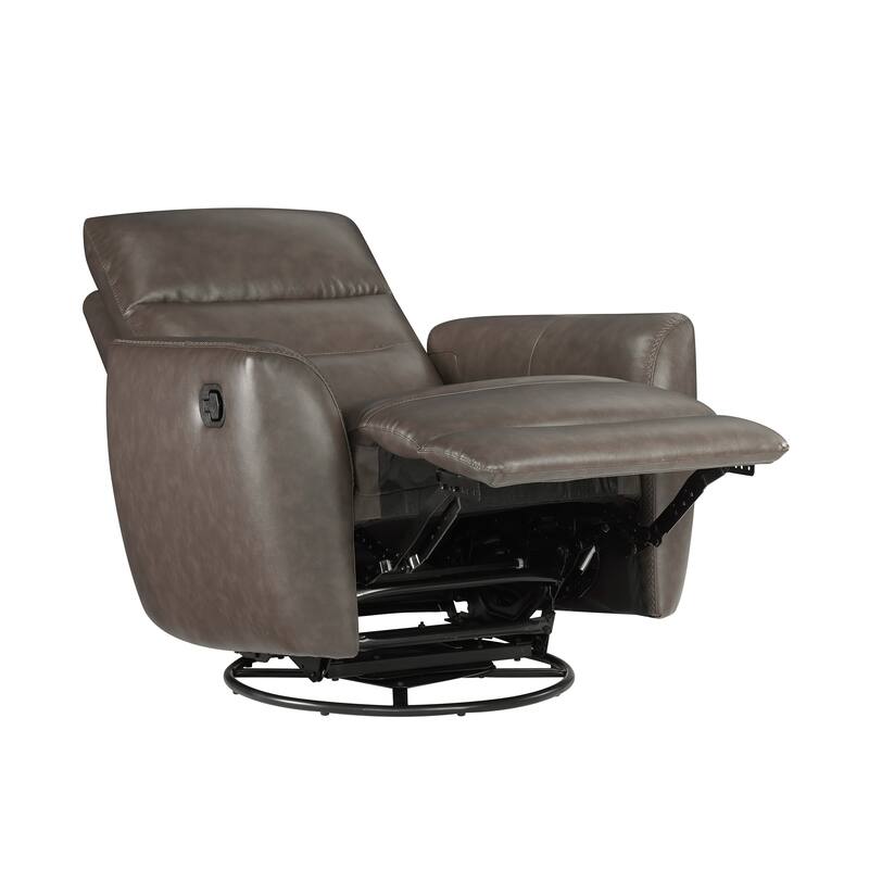 Cillian 35.5" Leather Swivel Glider Recliner - 360-Degree Metal Swivel