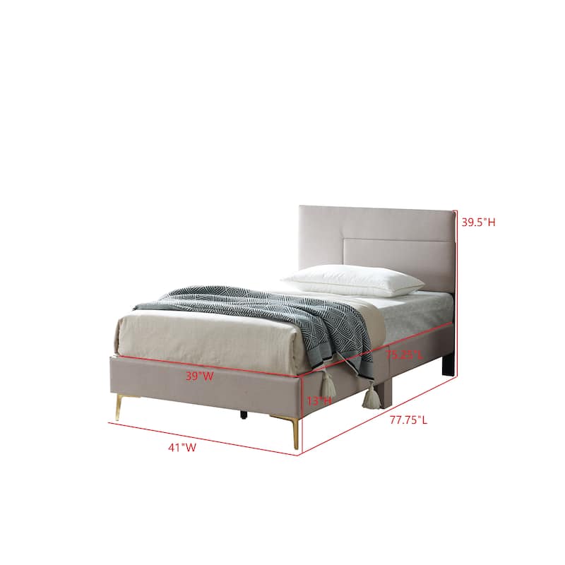 Verona Collection Brown/Gold Wood & Metal Bed Frame Twin to King