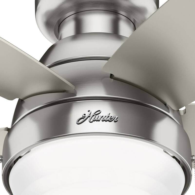 Hunter Lilliana Low Profile Ceiling Fan w/LED Light Kit, Pull Chain, Exclusive SureSpeed - Modern, Transitional